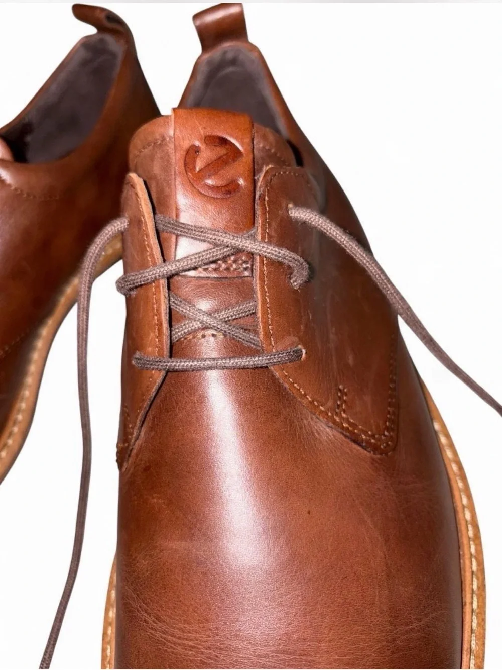 ECCO ST.1 Hybrid Toe Men’s Cognac Leather Oxford Dress Shoes, Size 7-7.5/ EU 41